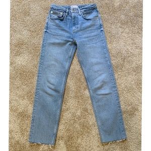 Zara jeans (light wash blue, raw hem)